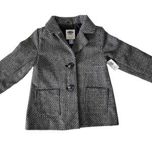 Old Navy Toddler Black & White Tweed Wool Blend Peacoat 2 Pockets Size 2T 2A NWT